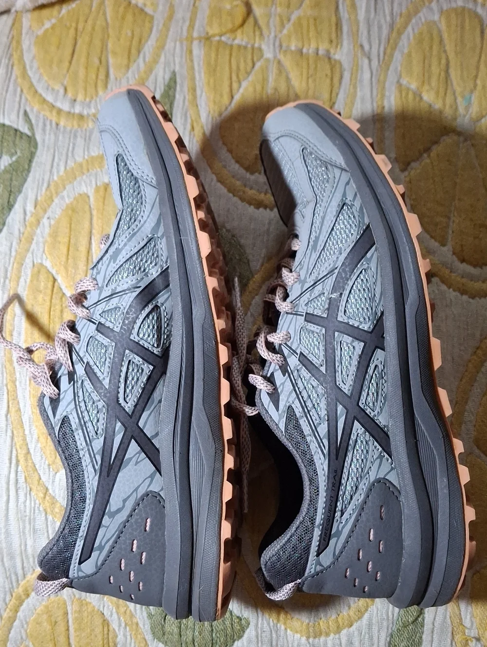 Asics Gray Sneakers with Light Pink Accents